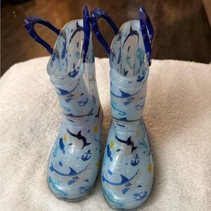 Light up - Kids Blue Shark Rain Boots